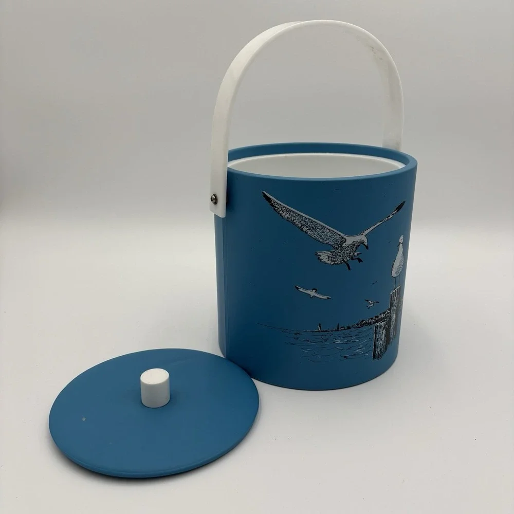 Vintage Summertime Ice Bucket With Tongs - Seagull‎ Pier Design